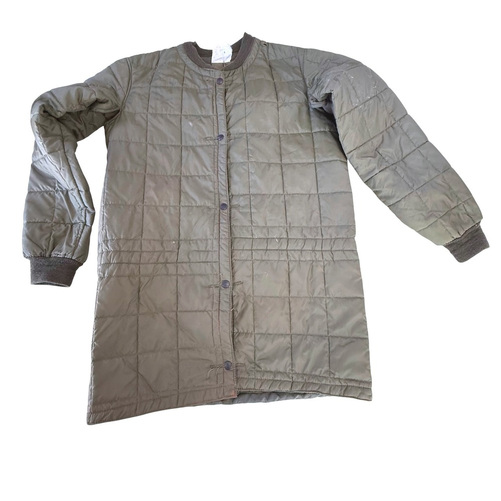 Vintage Italian‎ Military Quilted Liner Jacket Olive Green Mens Large